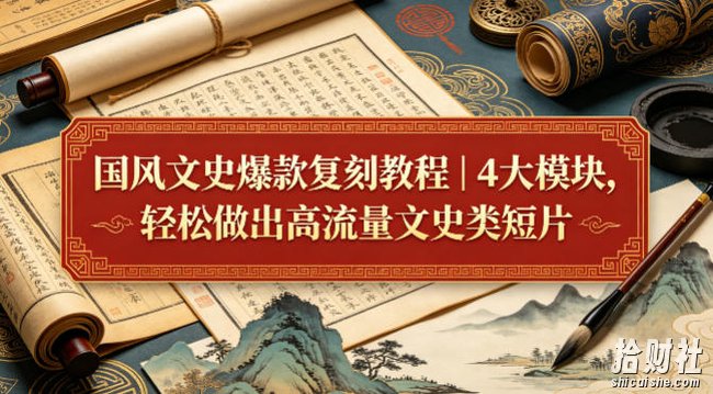 国风文史爆款复刻教程|4大模块,轻松做出高流量文史类短片