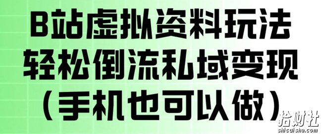 B站虚拟资料玩法,轻松倒流私域变现,一部手机就可以做