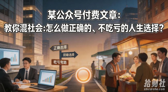 某公众号付费文章:教你混社会:怎么做正确的、不吃亏的人生选择?