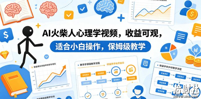 AI火柴人心理学视频，收益可观，适合小白操作，保姆级教学