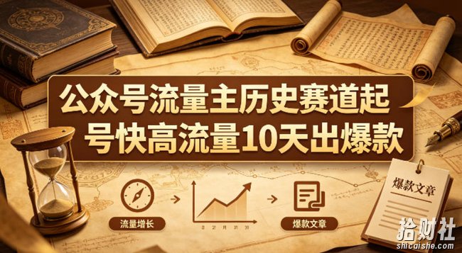 公众号流量主之历史赛道,起号快+高流量,10天就能出爆款!