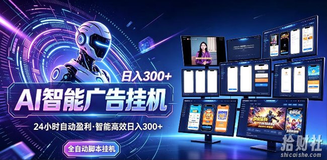 AI智能广告挂G项目，无需人工，单机稳定日入200+，可矩阵放大，24小时不间断刷广告賺收益【揭秘】