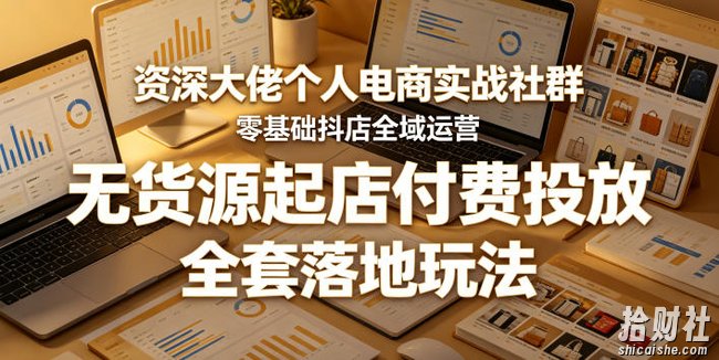 资深大佬个人电商实战社群，零基础抖店全域运营，无货源起店付费投放，全套落地玩法