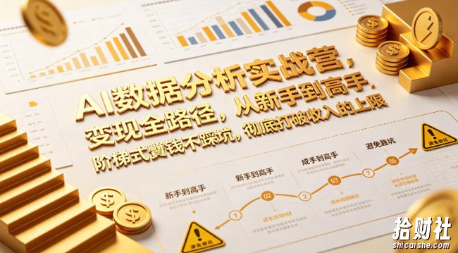 AI数据分析实战营,变现全路径,从新手到高手,阶梯式賺钱不踩坑,彻底打破收入的上限