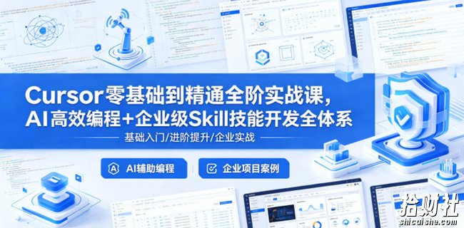 Cursor零基础到精通全阶实战课,AI高效编程+企业级Skill技能开发全体系