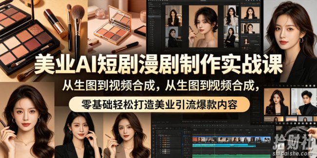 美业AI短剧漫剧制作实战课,从生图到视频合成,零基础轻松打造美业引流爆款内容