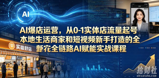 AI爆店运营,从0-1实体店流量起号,本地生活商家和短视频新手打造的全链路AI赋能实战课程