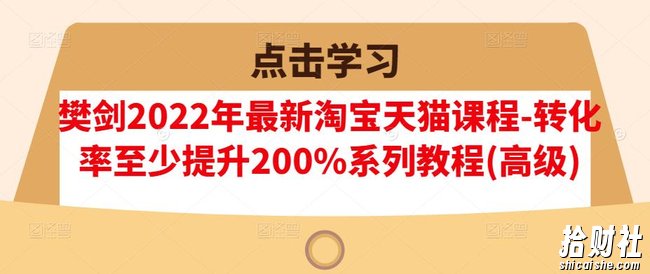 樊剑2022年最新淘宝天猫课程-转化率至少提升200%系列教程(高级)