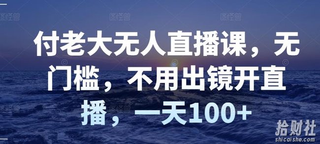 付老大无人直播课,无门槛,不用出镜开直播,一天100+