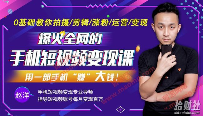 【爆火全网】手机短视频賺米课,揭秘抖音快手流量玩法,每月多赚3万