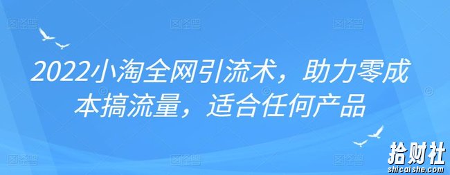 2022年小淘全网引流术，助力零成本搞流量，适合任何产品