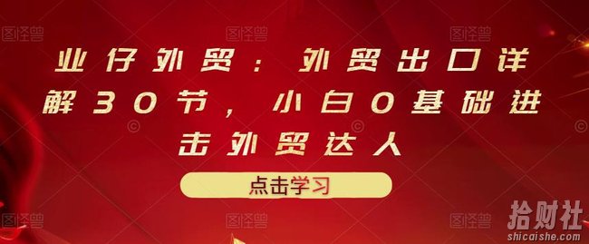 业仔外贸:外贸出口详解30节,小白0基础进击外贸达人 价值666元