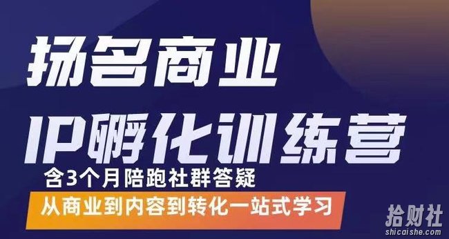 杨名商业IP孵化训练营,从商业到内容到转化一站式学 价值5980元