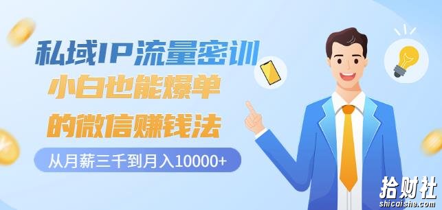 私域IP流量密训:小白也能爆单的微信賺米法,从月薪三千到月入10000+