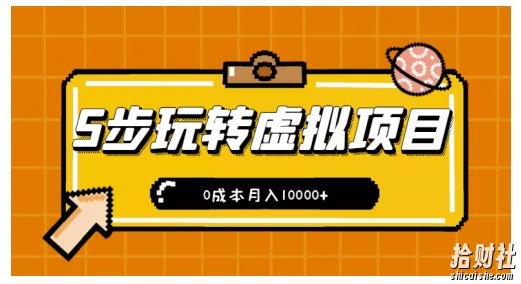 新手小白只需5步，即可玩转虚拟项目，0成本月入10000+【视频课程】