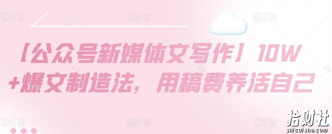 【公众号新媒体文写作】10W+爆文制造法，用稿费养活自己