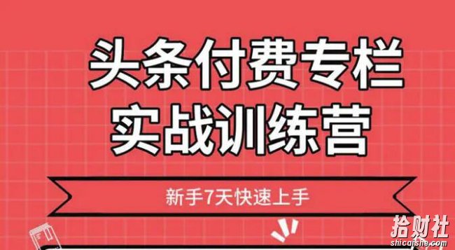 2020头条付费专栏实战训练营，新手7天快速上手 完结