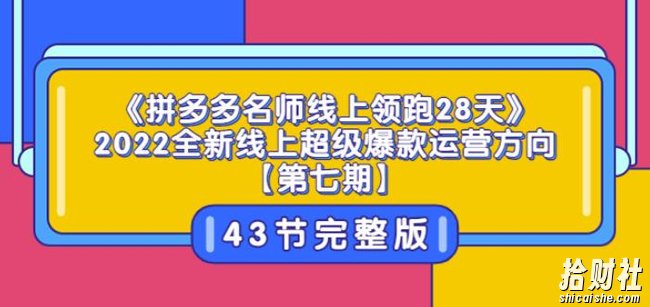 《拼多多名师线上领跑28天》2022全新线上超级爆款运营方向【第七期】43节课