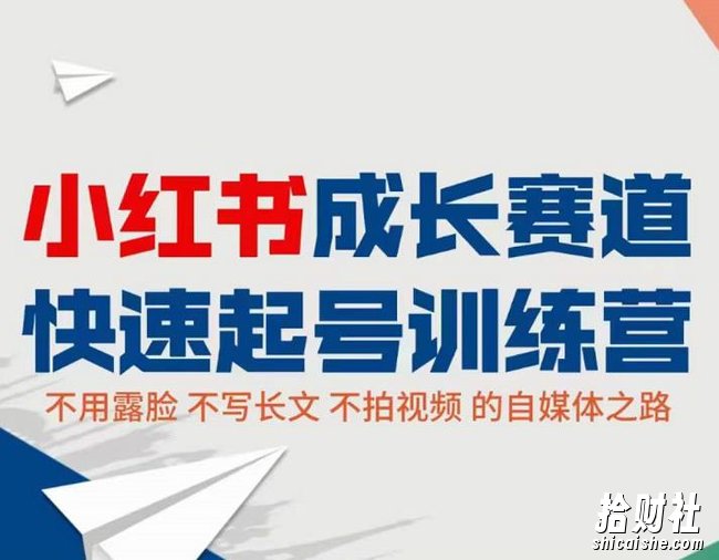 小红书0粉起号实操课程：无需露脸，不写长文，不拍视频月入过万