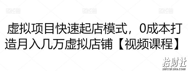 虚拟项目快速起店模式,0成本打造月入几万虚拟店铺【视频课程】