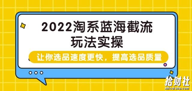 2022淘系蓝海截流玩法实操:让你选品速度更快,提高选品质量(价值599)