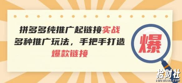 拼多多纯推广起链接实战：多种推广玩法，手把手打造爆款链接