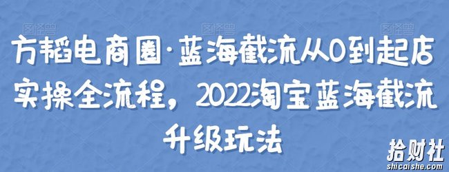 方韬电商圈·蓝海截流从0到起店实操全流程,2022淘宝蓝海截流升级玩法