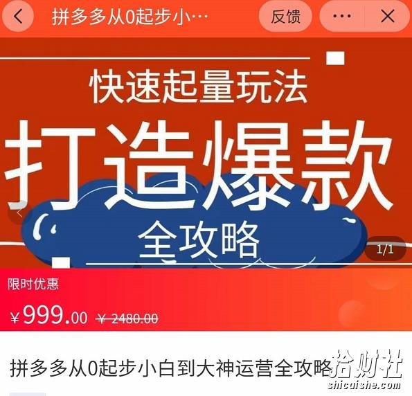 威哥·拼多多从0起步小白到大神运营全攻略,快速起量打造爆款