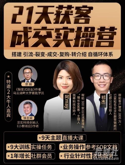 21天裂变成交实操营，手把手教你搞定获客和成交两大难题！（更新中）