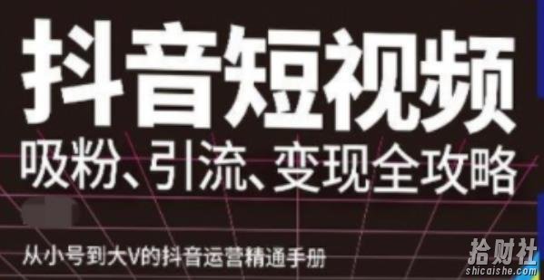 抖音视频号高级实操与理论课程:吸粉、引流、变现全攻略,从小号到大V的抖音运营精通手册