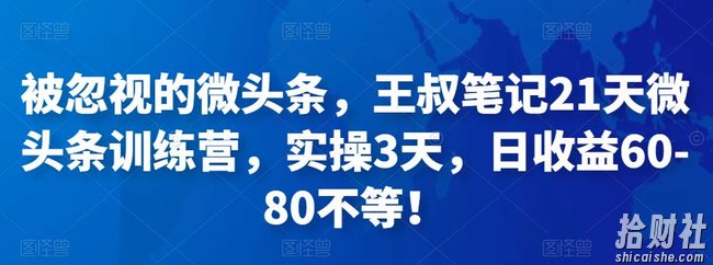 被忽视的微头条，王叔笔记21天微头条训练营，实操3天，日收益60-80不等！
