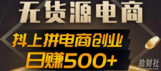 抖上拼无货源电商创业项目、外面收费12800，日赚500+的案例解析参考