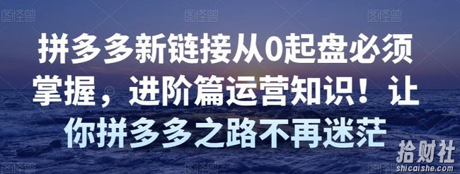 拼多多新链接从0起盘必须掌握，进阶篇运营知识！让你拼多多之路不再迷茫