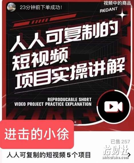 进击的小徐·人人可复制的短视频5个项目,实操讲解年销售额八位数级别项目