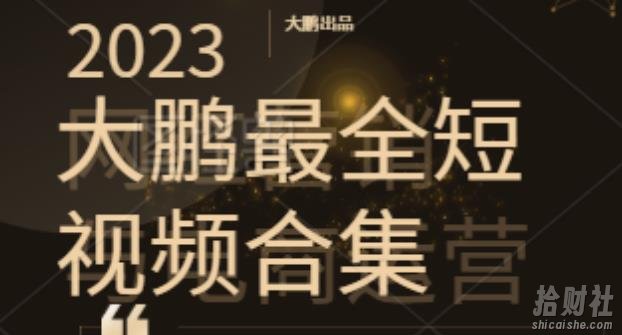 2023大鹏短视频运营最全合集适合0基础小白，短视频潮流热浪等你加入