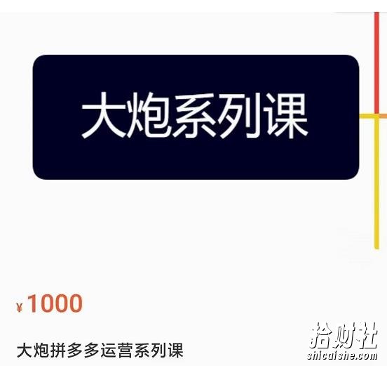 大炮拼多多运营系列课,各类玩法合集,拼多多运营玩法实操