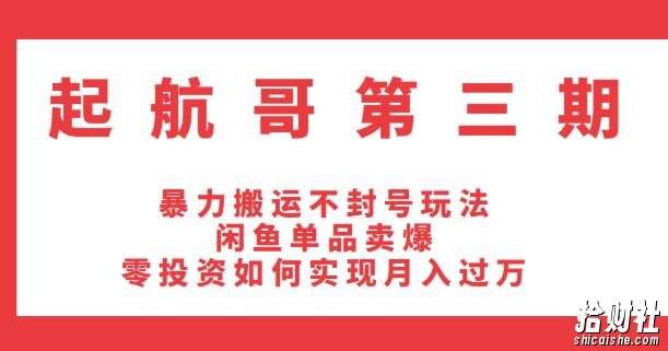 起航哥第三期：暴力搬运不封号玩法，闲鱼单品卖爆和零投入如何实现月入过万