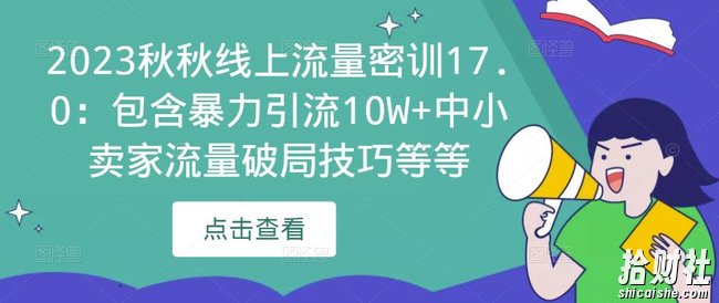 2023秋秋线上流量密训17.0:包含暴力引流10W+中小卖家流量破局技巧等等