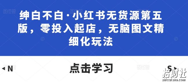 绅白不白·小红书无货源第五版，零投入起店，无脑图文精细化玩法