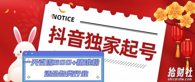抖音独家起号，一天引流500+精准粉，适合各类行业（9节视频课）