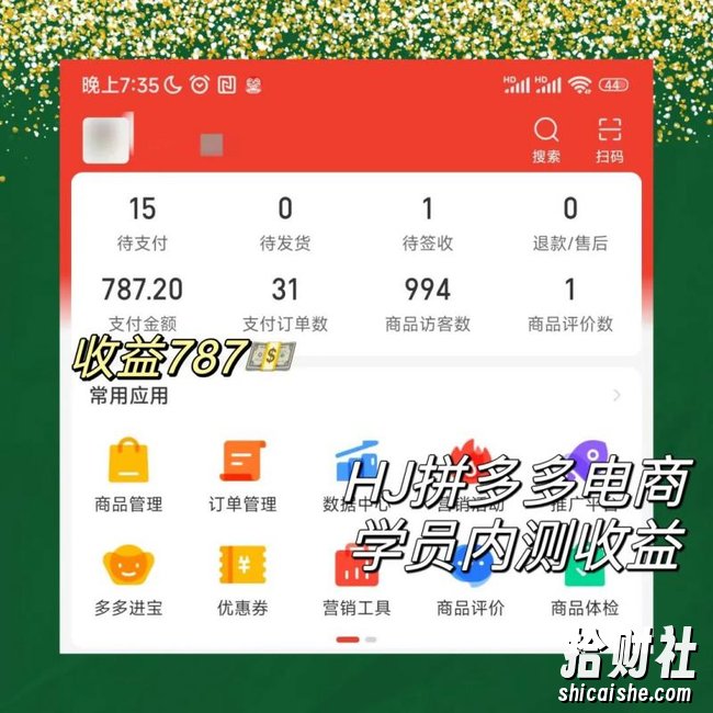 2023拼多多电商项目,稳定一天300~3000+,门槛低,出单快,一部手机即可完成