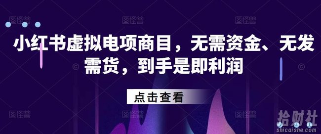 小红书虚拟电项商目,无需资金、无发需货,到手是即利润