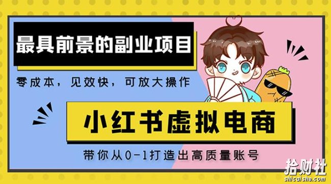 小红书蓝海大市场虚拟电商项目，手把手带你打造出日赚2000+高质量红薯账号