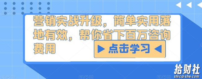 营销实战升级，简单实用落地有效，帮你省下百万咨询费用