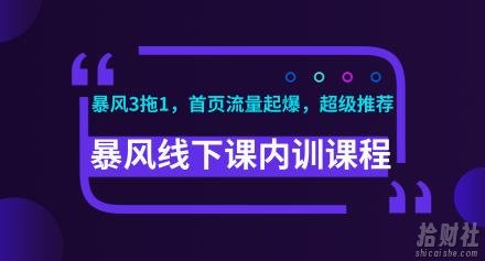 暴风线下课淘宝内训课程(暴风3拖1，淘宝首页流量起爆，超级推荐)视频+录音+文档