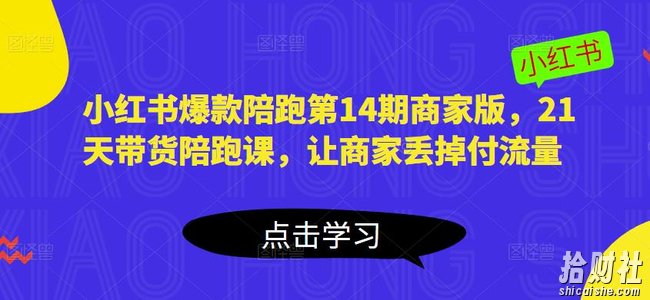 小红书爆款陪跑第14期商家版,21天带货陪跑课,让商家丢掉付流量