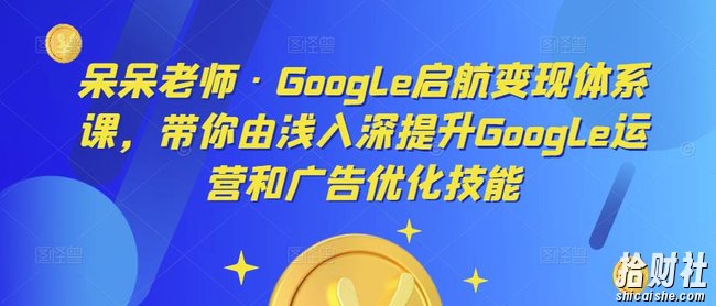 呆呆老师·Google启航变现体系课,带你由浅入深提升Google运营和广告优化技能