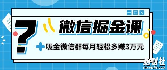 一学就会的微信掘金课,教你打造吸金微信群,业绩暴涨100倍,每月轻松多赚3万元