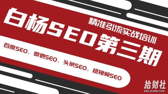 白杨SEO第三期精准引流实战培训（百度SEO、微信SEO、头条SEO、短视频SEO）