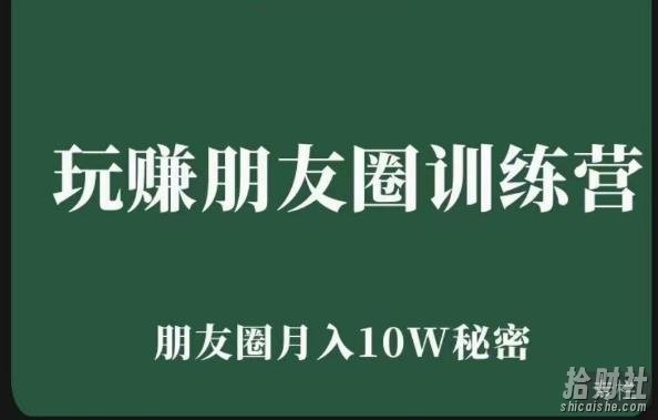 玩赚朋友圈系统课,朋友圈月入10W的秘密,7天系统图文课程